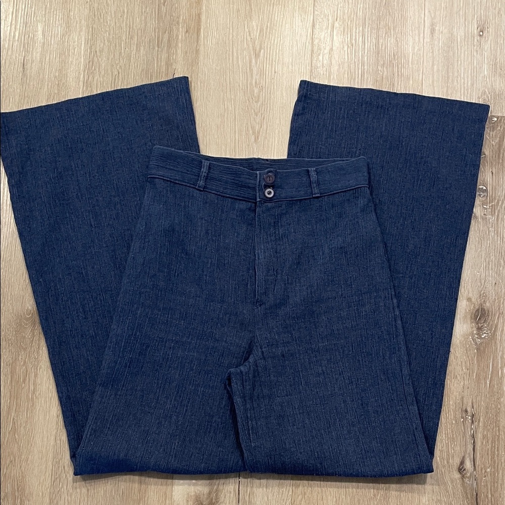 VINTAGE 1960’s Classic Blue Flare Cut Women's Pants